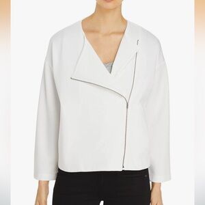 New Medium Eileen Fisher Ivory Asymmetrical Zip Jacket